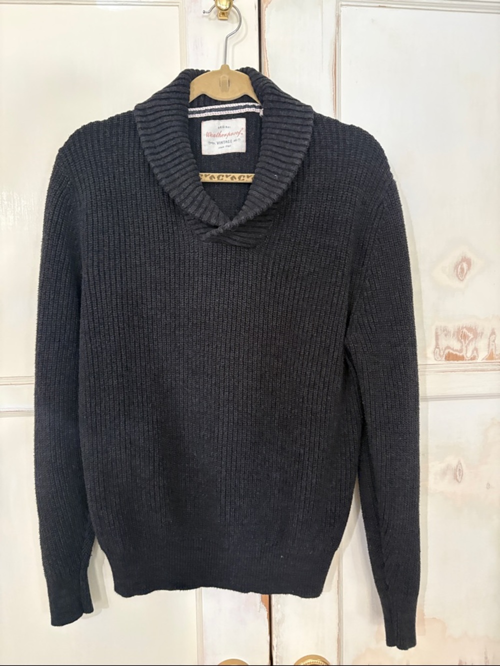 Weatherproof Men's V-Neck Rib Knit Sweater - Charcoal Grey